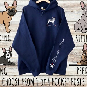 Sweat à capuche unisexe épais avec cordon de serrage impression bouledogue français personnalisé, mignon cadeau personnalisé pour maman et papa chien Frenchie, cadeaux pour les amoureux des animaux de compagnie