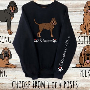 Custom Bloodhound Sweatshirt, Cute Personalized Dog Mom & Dad Gift, Gifts for Pet Lovers, Unisex Heavy Blend Crewneck
