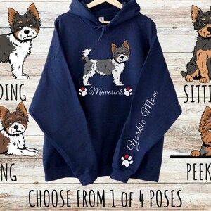 Sweat à capuche unisexe mélange lourd Yorkshire Terrier personnalisé avec cordons de serrage, cadeau personnalisé mignon chien Yorkie pour maman et papa, cadeaux pour les amoureux des animaux de compagnie