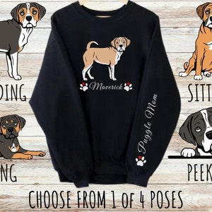 Custom Puggle Sweatshirt, Cute Personalized Dog Mom & Dad Gift, Gifts for Pet Lovers, Unisex Heavy Blend Crewneck