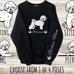 Sweat-shirt bichon frisé personnalisé, joli cadeau personnalisé chien pour maman et papa, cadeaux pour les amateurs d'animaux de compagnie, col rond unisexe épais