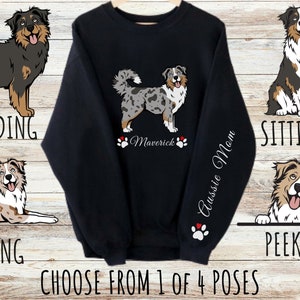 Custom Australian Shepherd Sweatshirt, Cute Personalized Aussie Dog Mom & Dad Gift, Gifts for Pet Lovers, Unisex Heavy Blend Crewneck