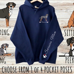 Sweat à capuche unisexe épais avec cordon de serrage personnalisé grand bouvier suisse, joli cadeau personnalisé maman et papa, cadeaux pour les amoureux des animaux de compagnie
