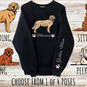 Custom Golden Retriever Sweatshirt, Cute Personalized Dog Mom & Dad Gift, Gifts for Pet Lovers, Unisex Heavy Blend Crewneck