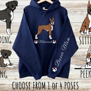 Sweat à capuche épais unisexe boxer personnalisé avec cordons de serrage, cadeau personnalisé mignon chien pour maman et papa, cadeaux pour les amoureux des animaux de compagnie