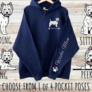 Sweat à capuche unisexe épais avec cordon de serrage personnalisé West Highland White Terrier, cadeau personnalisé pour maman et papa chien, cadeaux pour les amoureux des animaux de compagnie