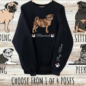 Custom Pug Sweatshirt, Cute Personalized Dog Mom & Dad Gift, Gifts for Pet Lovers, Unisex Heavy Blend Crewneck
