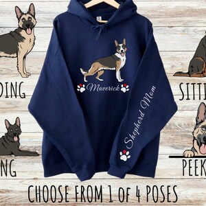 Sweat à capuche épais unisexe berger allemand personnalisé avec cordons de serrage, cadeau personnalisé mignon chien pour maman et papa, cadeaux pour les amoureux des animaux de compagnie