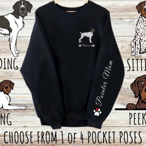 Custom German Wirehaired Pointer Pocket Print Sweatshirt, Cute Personalized Dog Mom & Dad Gift, Gifts for Pet Lovers, Unisex Crewneck
