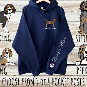 Sweat à capuche unisexe épais personnalisé avec poche beagle avec cordons de serrage, cadeau personnalisé mignon chien pour maman et papa, cadeaux pour les amoureux des animaux de compagnie