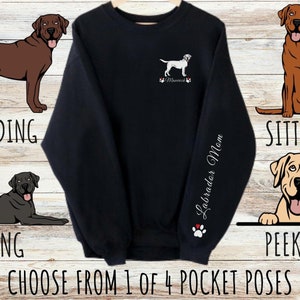 Custom Labrador Retriever Pocket Print Sweatshirt, Cute Personalized Dog Mom & Dad Gift, Gifts for Pet Lovers, Unisex Heavy Blend Crewneck