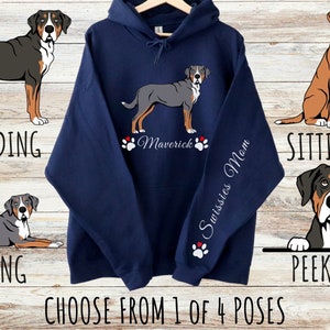 Sweat à capuche épais unisexe personnalisé pour chien bouvier suisse avec cordons de serrage, cadeau personnalisé mignon pour maman et papa, cadeaux pour les amoureux des animaux de compagnie
