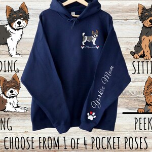 Custom Yorkshire Terrier Pocket Print Unisex Heavy Blend Drawstring Hoodie, Personalized Yorkie Dog Mom & Dad Gift, Gifts for Pet Lovers