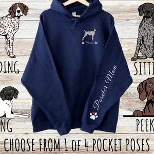 Custom German Shorthaired Pointer Pocket Print Unisex Heavy Blend Drawstring Hoodie, Personalized Dog Mom & Dad Gift, Gifts for Pet Lovers