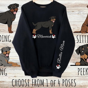 Custom Rottweiler Sweatshirt, Cute Personalized Rottie Dog Mom & Dad Gift, Gifts for Pet Lovers, Unisex Heavy Blend Crewneck