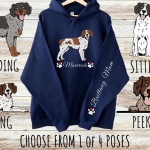 Sweat à capuche épais unisexe personnalisé épagneul breton avec cordons de serrage, cadeau personnalisé mignon chien pour maman et papa, cadeaux pour les amoureux des animaux de compagnie