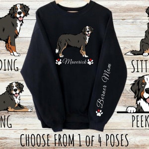 Custom Bernese Mountain Dog Sweatshirt, Cute Personalized Berner Dog Mom & Dad Gift, Gifts for Pet Lovers, Unisex Heavy Blend Crewneck