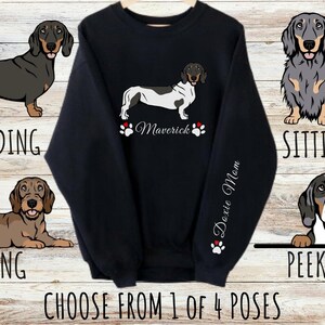 Sweat-shirt teckel personnalisé, mignon cadeau personnalisé Doxie Dog Mom & Dad, cadeaux pour les amoureux des animaux de compagnie, Unisex Heavy Blend Crewneck