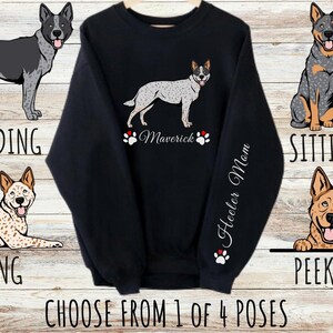 Sweat-shirt personnalisé pour bouvier australien, mignon cadeau personnalisé pour maman et papa chien à talons hauts, cadeaux pour les amoureux des animaux de compagnie, col rond unisexe en mélange épais