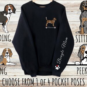 Custom Beagle Pocket Print Sweatshirt, Cute Personalized Dog Mom & Dad Gift, Gifts for Pet Lovers, Unisex Heavy Blend Crewneck