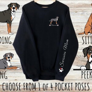 Custom Greater Swiss Mountain Dog Pocket Print Sweatshirt, Cute Personalized Dog Mom & Dad Gift, Gifts for Pet Lovers, Unisex Crewneck