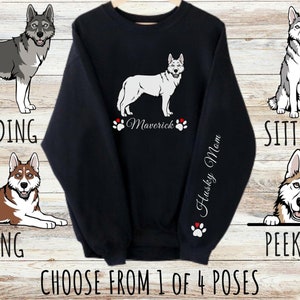 Sweat-shirt Husky sibérien personnalisé, cadeau personnalisé mignon pour maman et papa, cadeaux pour les amoureux des animaux de compagnie, unisexe Heavy Blend Crewneck