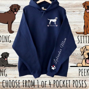 Sweat à capuche unisexe épais avec cordon de serrage, impression de poche Labrador Retriever, cadeau personnalisé mignon chien pour maman et papa, cadeaux pour les amoureux des animaux de compagnie