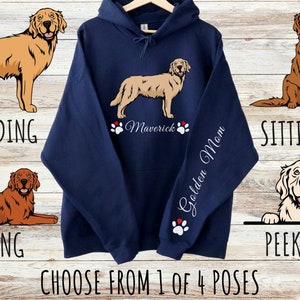 Custom Golden Retriever Unisex Heavy Blend Hoodie with Drawstrings, Cute Personalized Dog Mom & Dad Gift, Gifts for Pet Lovers