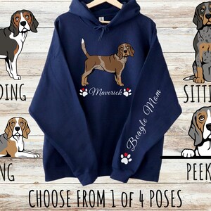 Sweat à capuche épais unisexe beagle personnalisé avec cordons de serrage, cadeau personnalisé mignon chien pour maman et papa, cadeaux pour les amoureux des animaux de compagnie