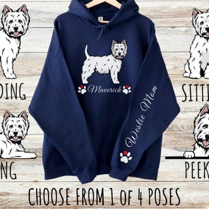 Custom West Highland White Terrier Unisex Heavy Blend Hoodie with Drawstrings, Cute Personalized Dog Mom & Dad Gift, Gifts for Pet Lovers