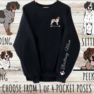 Custom Brittany Spaniel Pocket Print Sweatshirt, Cute Personalized Dog Mom & Dad Gift, Gifts for Pet Lovers, Unisex Heavy Blend Crewneck