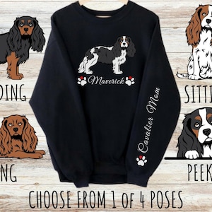 Custom Cavalier King Charles Spaniel Sweatshirt, Cute Personalized Dog Mom & Dad Gift, Gifts for Pet Lovers, Unisex Heavy Blend Crewneck