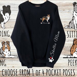 Custom Shetland Sheepdog Pocket Print Sweatshirt, Personalized Sheltie Dog Mom & Dad Gift, Gifts for Pet Lovers, Unisex Heavy Blend Crewneck