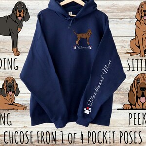 Custom Bloodhound Pocket Print Unisex Heavy Blend Hoodie with Drawstrings, Cute Personalized Dog Mom & Dad Gift, Gifts for Pet Lovers