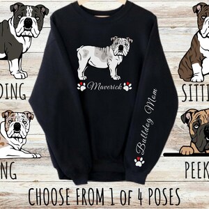 Sweat bouledogue personnalisé, cadeau papa et maman chien personnalisé mignon, cadeaux pour les amoureux des animaux de compagnie, col rond unisexe épais