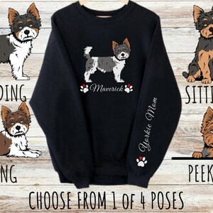 Sweat-shirt personnalisé Yorkshire Terrier, mignon cadeau personnalisé pour maman et papa chien Yorkie, cadeaux pour les amateurs d'animaux de compagnie, col rond unisexe en mélange épais