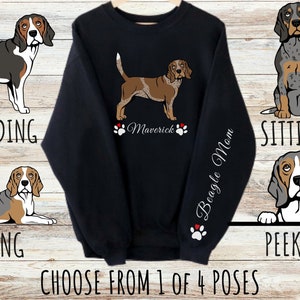 Custom Beagle Sweatshirt, Cute Personalized Dog Mom & Dad Gift, Gifts for Pet Lovers, Unisex Heavy Blend Crewneck
