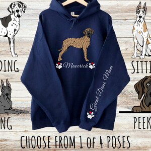 Custom Great Dane Unisex Heavy Blend Hoodie with Drawstrings, Cute Personalized Dog Mom & Dad Gift, Gifts for Pet Lovers