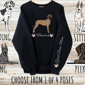 Custom Great Dane Sweatshirt, Cute Personalized Dog Mom & Dad Gift, Gifts for Pet Lovers, Unisex Heavy Blend Crewneck