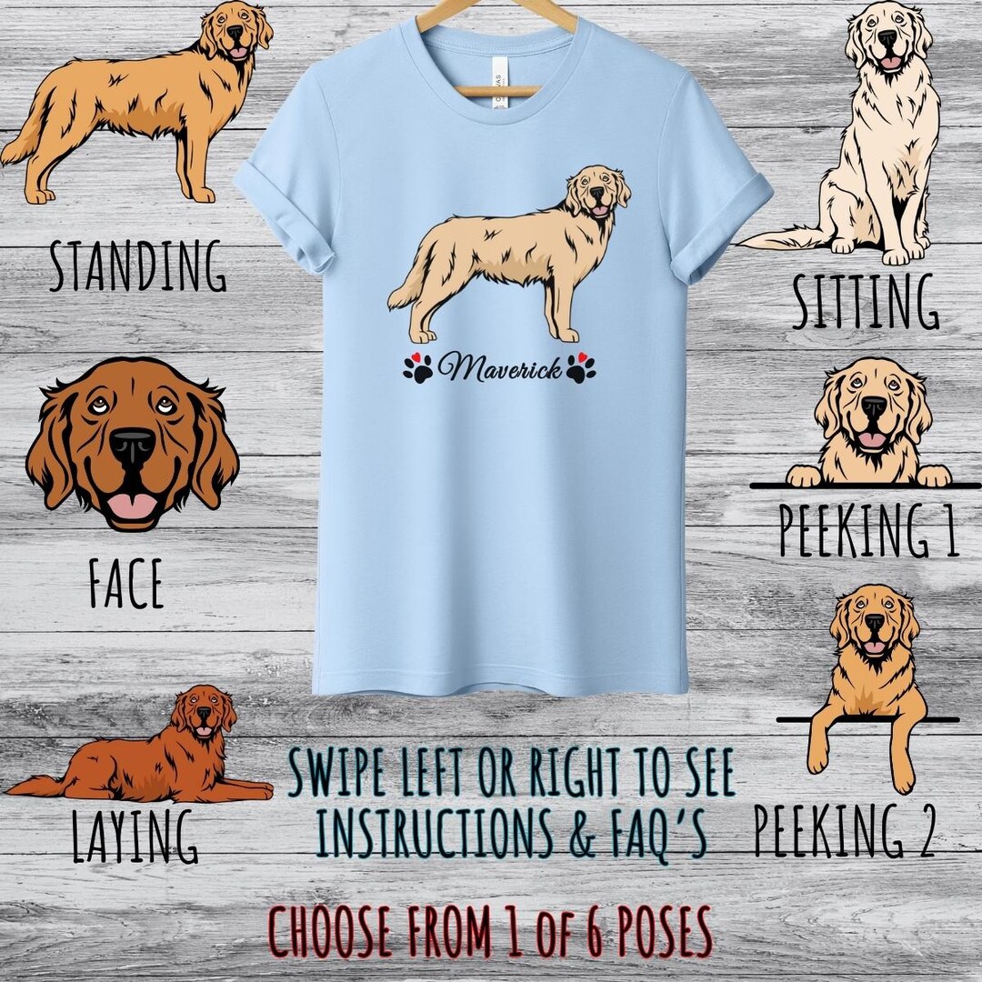 Custom Golden Retriever T-shirt for Pet Lovers, Cute Personalized Dog ...