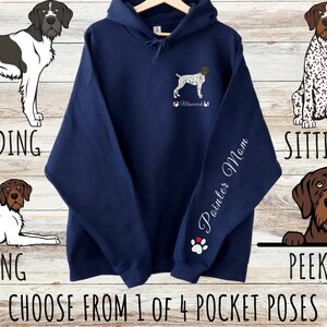 Custom German Wirehaired Pointer Pocket Print Unisex Heavy Blend Drawstring Hoodie, Personalized Dog Mom & Dad Gift, Gifts for Pet Lovers