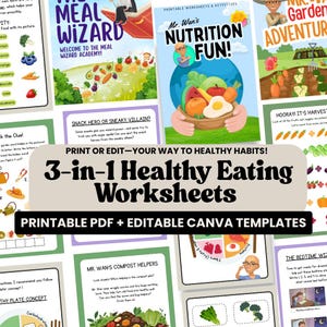 Mr. Wan Food Education Bundle | Garden to Plate Nutrition Worksheets + Canva Templates | Preschool Healthy Eating Printable Pack