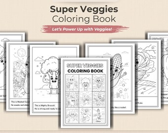 Super Veggie Heroes Malbuch: Ernährungslehre PDF und Canva Vorlage zum ausdrucken