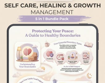 Selbstfürsorge Printable Bundle | Grenzen & Resilienz Poster Set | Mentale Gesundheit Wandkunst (5er Set)