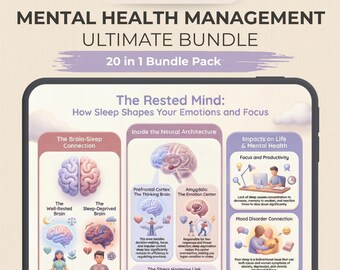 Psychische Gesundheit druckbare Bündel | 20 Therapie Poster Set | Angst Stress Schlaf | Stabilität