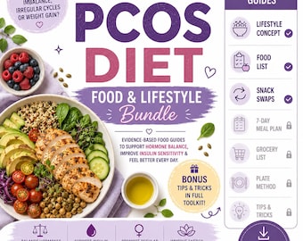 PCOS Food List Guide | Hormone Balance, Diet Concept, Snack Swaps (PDF)