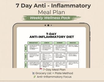 Entzündungshemmender Mahlzeitenplan: 7-Tage-Ernährungsleitfaden (druckbare PDF-Datei)