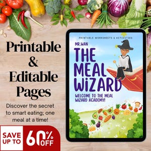 Kids Nutrition Workbook: Mr. Wan&#39;s Meal Wizard, Healthy Eating Activities (PDF + Canva Template