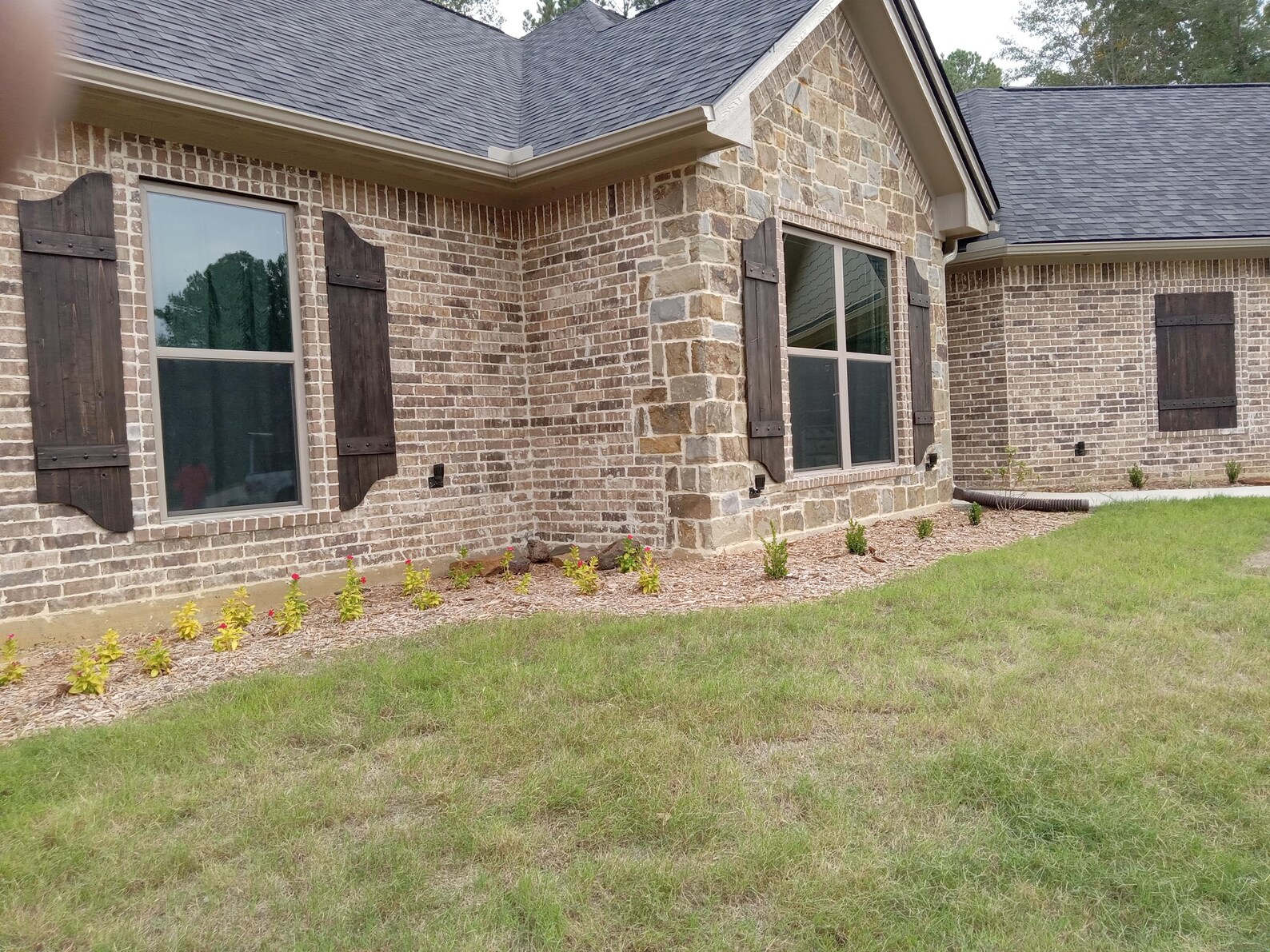 Cedar Double Arch Board and Batten Exterior Window Shutters With Rivets ...