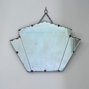 3 paneled fan shape Art Deco mirror with piecrust edges